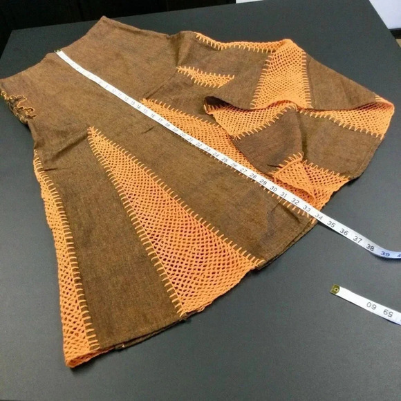 The Collection Royal Womens Large Skirt Brown Orange Crochet Inlays Cotton NWT - Picture 10 of 13